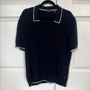 Ted Baker Navy Polo with White Piping
